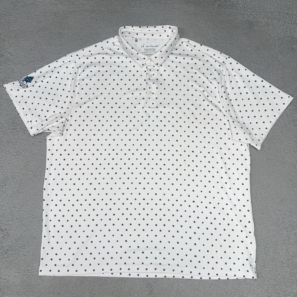 Under Armour Shipyard Shirt Men's Sz 2XL XXL White Playoff Polo Flower Print AOP
